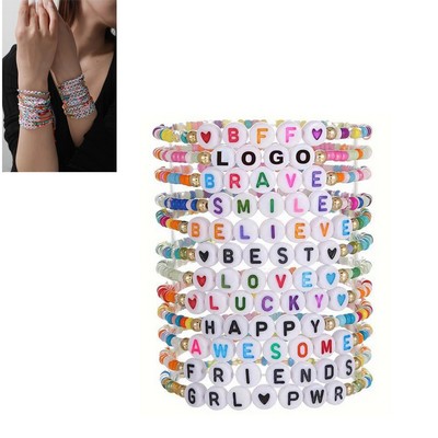 Custom Letter Clay Bead Bracelets Wristbands
