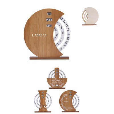 Wooden Manual Rotating Desk Calendar