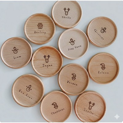 Wooden Tea Coaster Solid Wood Japanese Style Cup Holder