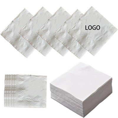 9.1"X 9.1"White 2-Ply Beverage Napkin