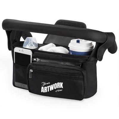Universal Stroller Organizer with Insulated Cup Holder Detachable Phone Bag
