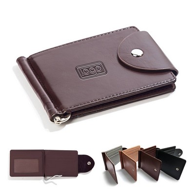 PU Leather Money Clip Card Holder Wallet