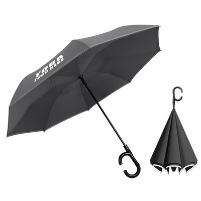 C-Handle Reverse Automatic Umbrella with Reflective Strip
