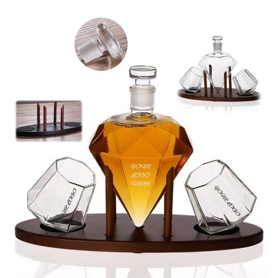 Diamond Whiskey Decanter Set with Premium Glasses