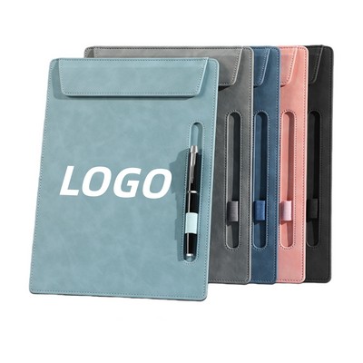 A4 Leather Folder Board Writing Pad with Pen Holder