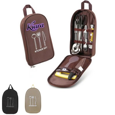 Waterproof Camp Kitchen Organizer, Multi-Pocket Camping Cooking Utensils Bag
