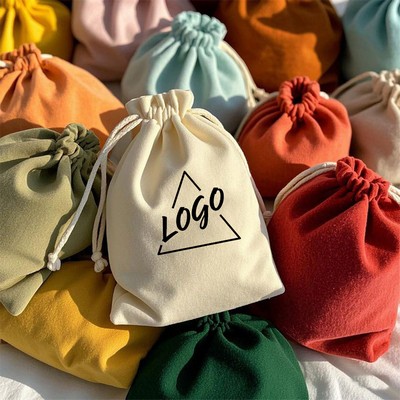 10" Flannel Drawstring Pocket Jewelry Pouch Storage Bag