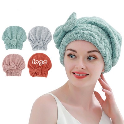 Microfiber Hair Drying Towel with Bow-Knot Head Wrap