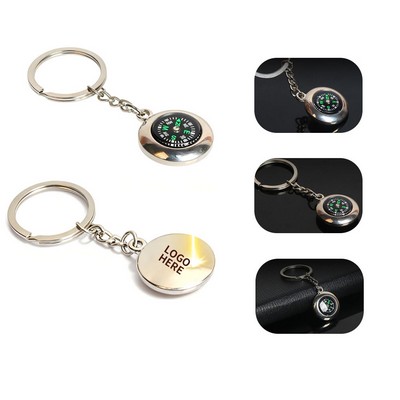 Circular Zinc Alloy Compass Keyring