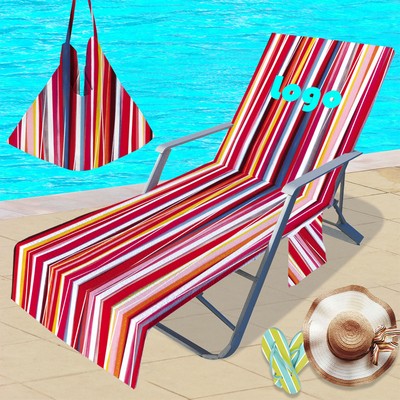 Sun Lounger Cover with Pockets for Beach, Pool, and Garden