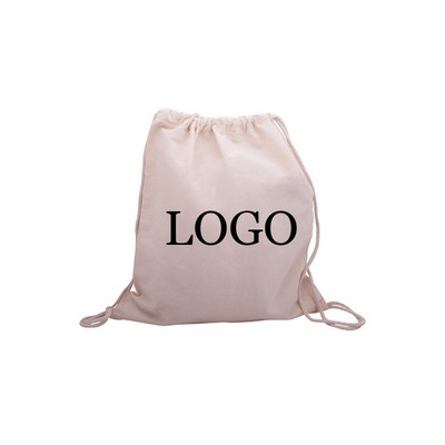 Durable Cotton Canvas Drawstring Backpack w/ Adjustable Rope Straps