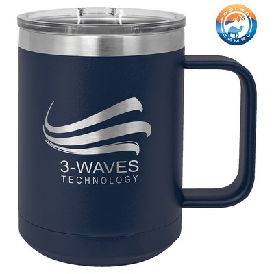 Navy Polar Camel 15 oz Coffee Mug Vacuum Insulated with Slider Lid- Laser Engraved