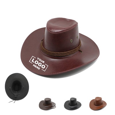 Faux Leather Western Cowboy Hat
