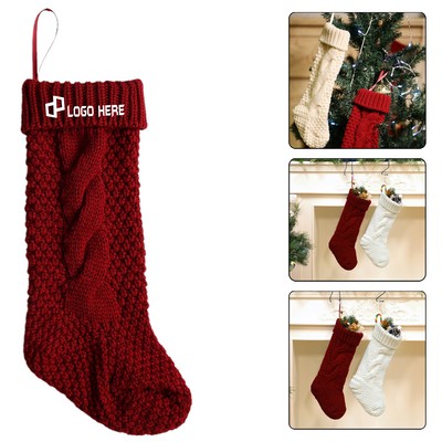 Large Knitted Cable Christmas Socks