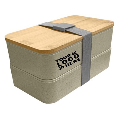 Double Layer Lunch Box w/Bamboo Lid
