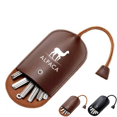 Compact PU Leather Pull-Out Key Pouch
