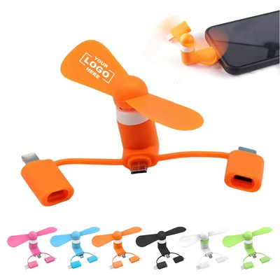 3-in-1 Mini USB Cell Phone Fan