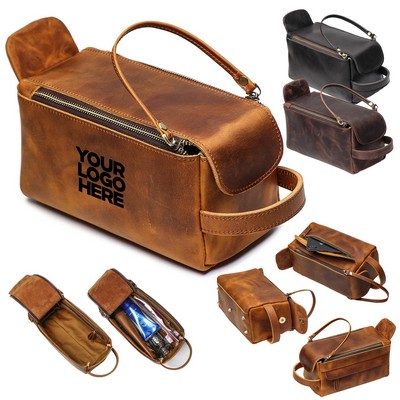 Vintage Leather Toiletry Storage Bag