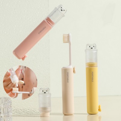 Folding Toothbrush With Toothpaste Case