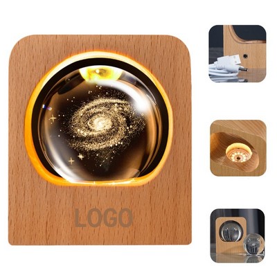 3D Engraved Crystal Galaxy Night Light