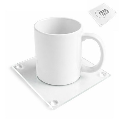 Square Crystal Glass Drink Coaster Table Use