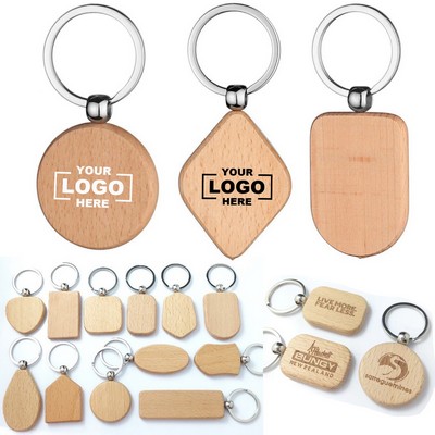 Custom DIY Blank Multi-Shape Wooden Keychain