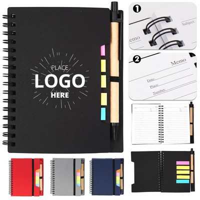 Spiral Notebook with Pen and Sticky Notes
