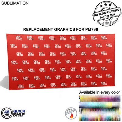 48Hr Quick Ship - Replacement Graphics for 15'w Straight Wall Tension Fabric with Velcro on the back