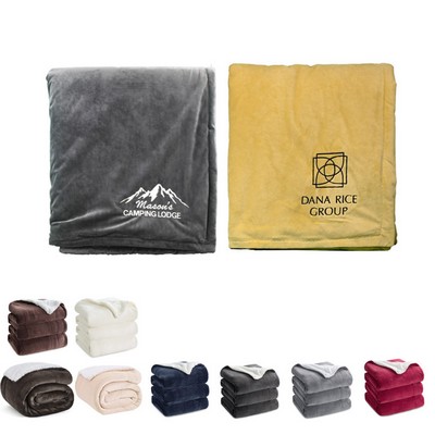 Soft Warm Reversible Sherpa Fleece Throw Blanket