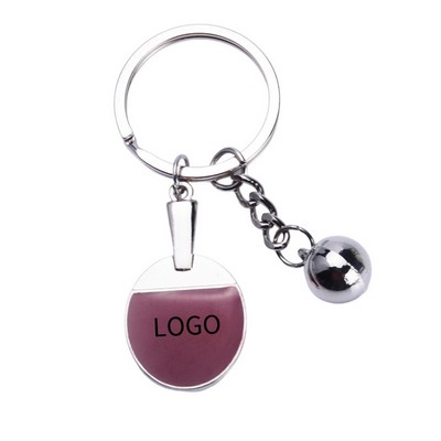Table Tennis Paddle Metal Keychain