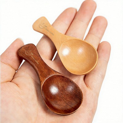 Mini Wooden Ice Cream Dessert Short-Handled Wide Spoon