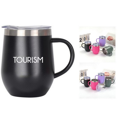 12 oz Double Wall Vacuum Insulated Cup with Lid & Handle