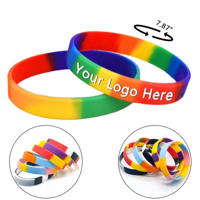 Customizable Rainbow Silicone Bracelet for Causes