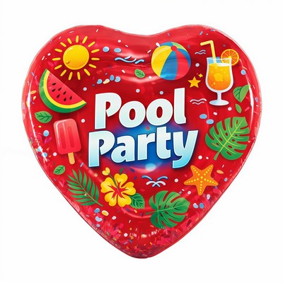 Inflatable Heart Shaped Pool Float with Glitter Confetti