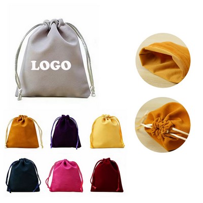 Flocked Drawstring Storage Bag, Mini Dustproof Pouch for Jewelry