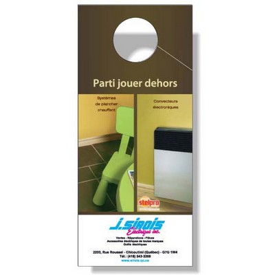.020 White PVC Plastic Door & Shower Hanger (3.5"x8"), Full Color