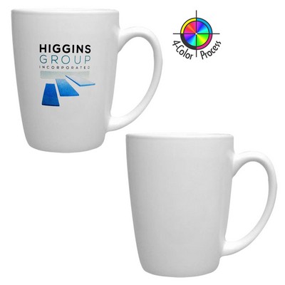 12 Oz. White Short Bistro Challenger Mug - Dishwasher Safe - Full Color Process