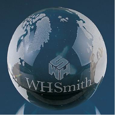 4-3/8" Crystal World Globe with Flat Bottom(screened)