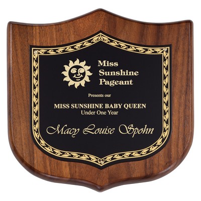 Walnut Shield Plaque, 5 1/2 X 5 1/2"