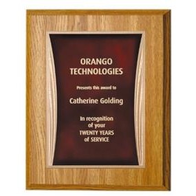 Oak Plaque 7" x 9" - Red/Gold Show Time Plate