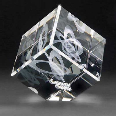 3D Etched Crystal Diamond Cube (Large)