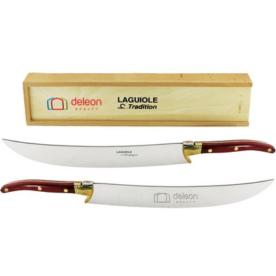 Laguiole Champagne Saber Knife w/Rosewood Brown Handle