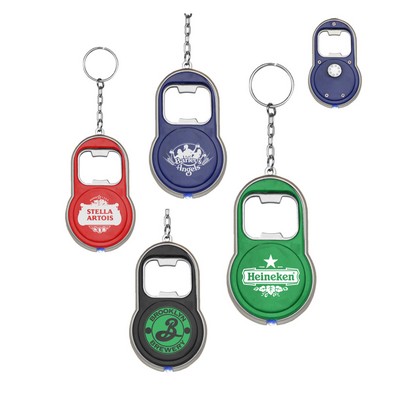 Union Printed - Bottle Opener With LED Flashlight Keychain 1-Color Dome