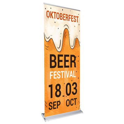 24" Ultimate Retractable Banner (Graphic & Hardware Package)-(No-Curl Hybrid Media) Printed in USA