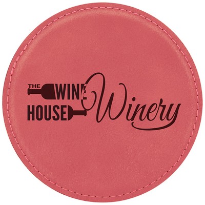 Leatherette Round Coaster (Pink)