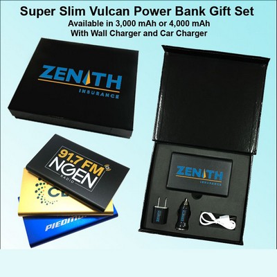 Super Slim Vulcan Power Bank Gift Set Black - 3000 mAh No Extra Tariff