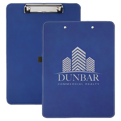 Blue & Silver Laser Engraved Leatherette Clipboard