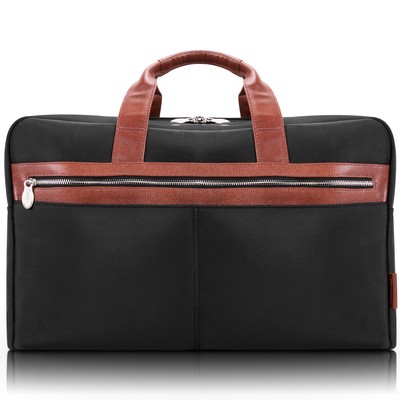 WELLINGTON | 21" Black Nylon Two-Tone Dual-Compartment Laptop & Tablet Duffel | McKleinUSA
