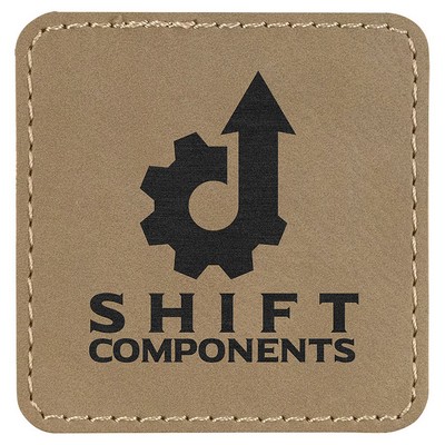 2-1/2" Square Patches, Light Brown Laserable Leatherette