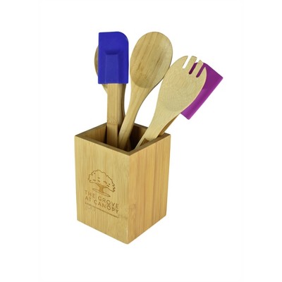 Bamboo Utensil Holder (4 1/4" X 6")